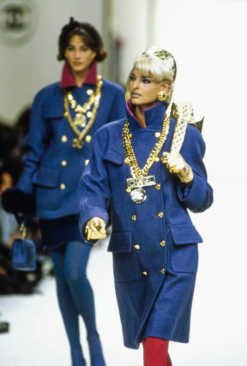 Chanel Vintage 1996 XL Blue Denim Quilted Jumbo Top Handle Briefcase Handbag