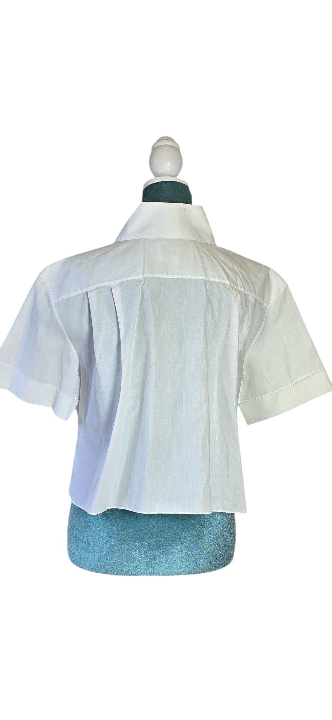 Chanel 2019 Logo Runway White Cropped Shirt Blouse FR 38