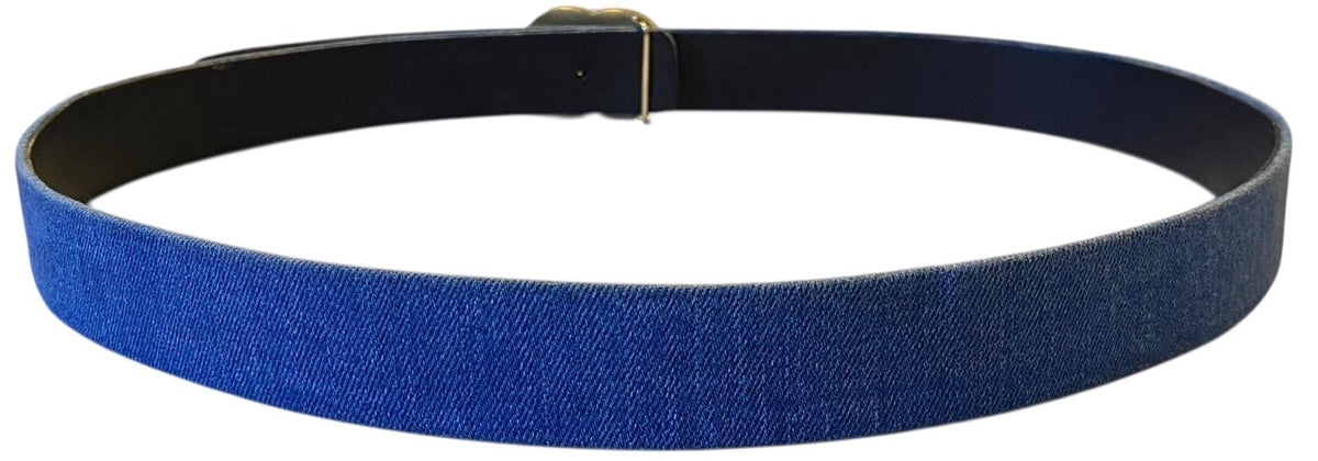 Chanel Airlines 16P Blue Denim CC Matte Silver & Gold Buckle Belt 90/36