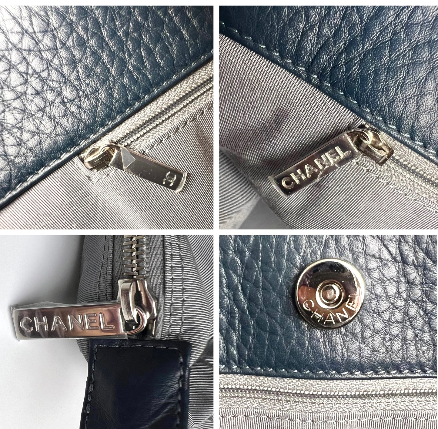 Chanel Navy Blue Caviar Leather Cerf Executive Shopper Classic Tote Bag SHW