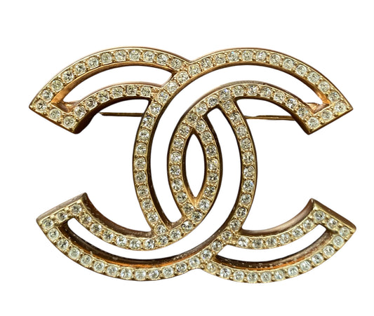Chanel 2017 Crystal Gold CC Brooch
