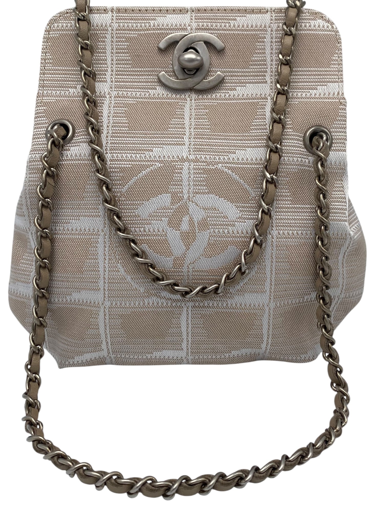 Vintage Chanel Extra Mini Beige Canvas CC Travel Ligne Bag