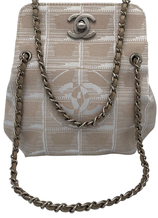 Vintage Chanel Extra Mini Beige Canvas CC Travel Ligne Bag