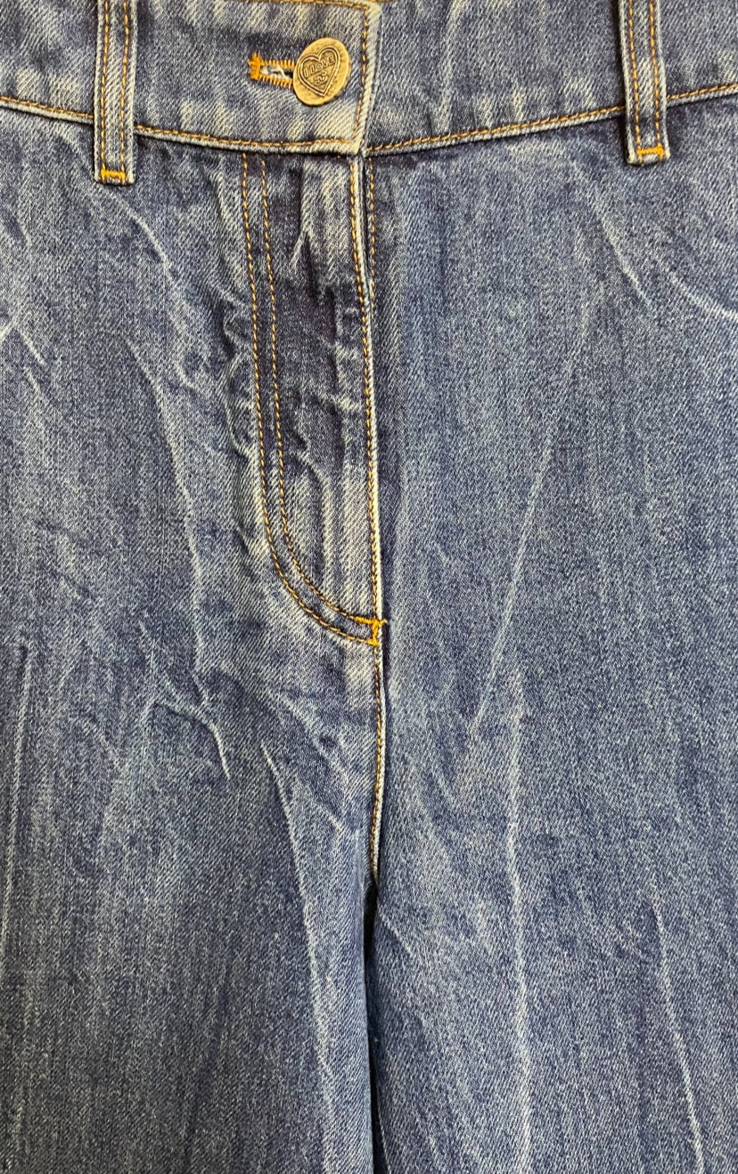 Chanel 19P Sand By The Sea Wide Leg Blue Jeans FR 36