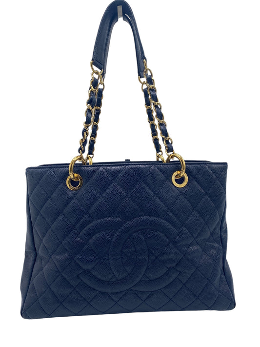 Chanel Dark Navy Blue Caviar GST Grand Shopping Tote Gold Hardware GHW