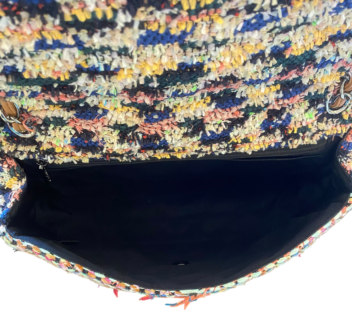 Chanel 15C Paris Dubai Pom Pom Tweed Jumbo Flap Bag
