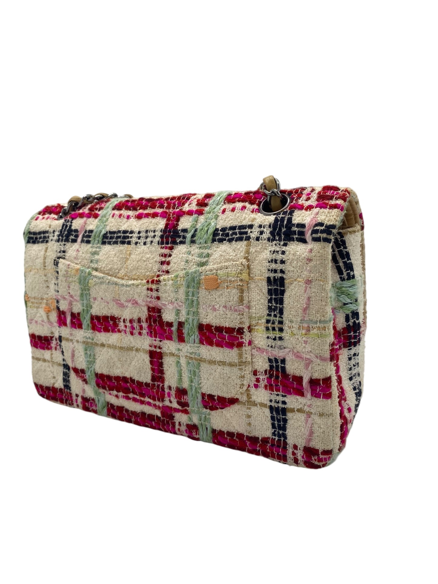 Chanel Multicolor CC Classic Timeless Tweed Medium Double Flap Bag with Ruthenium Hardware