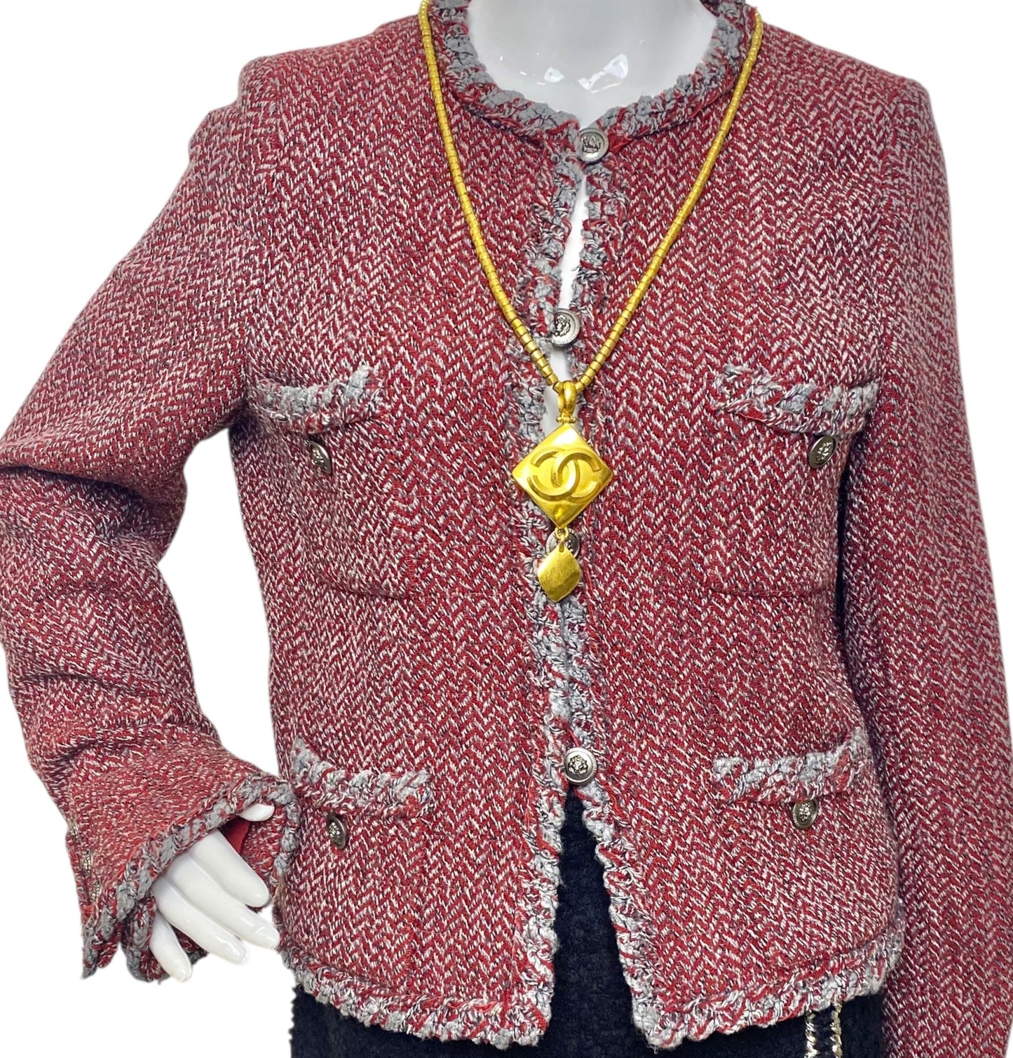 Rare Chanel Vintage 96P Long Rhombus Oversized Pendant Necklace 24K Gold Plated