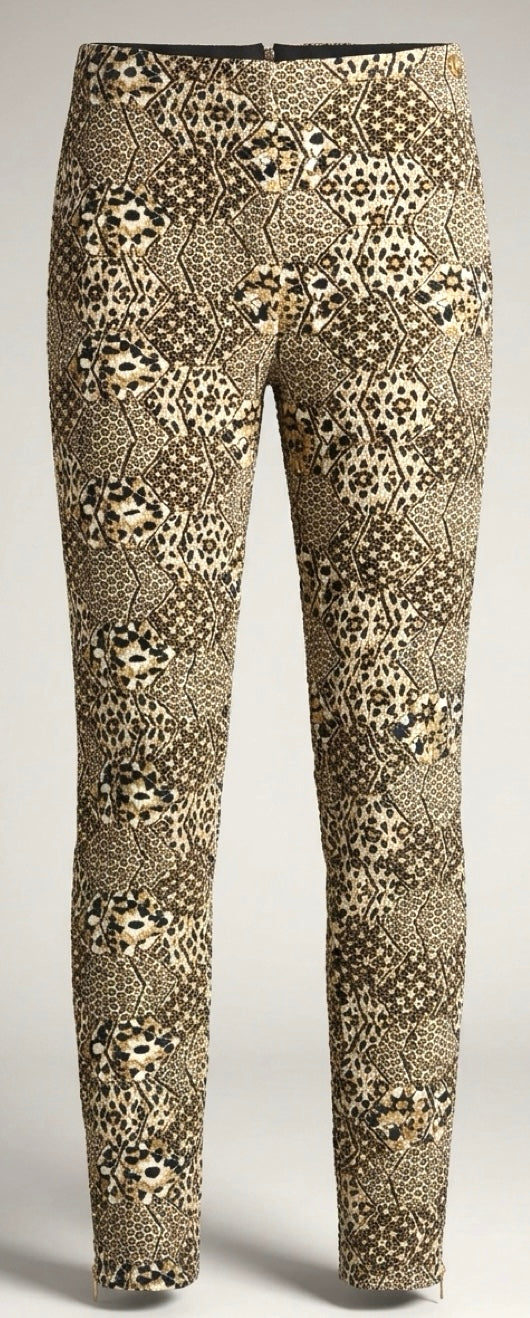 Chanel 15C Dubai Runway Geometric Animal Print Metallic Legging Pants FR 40