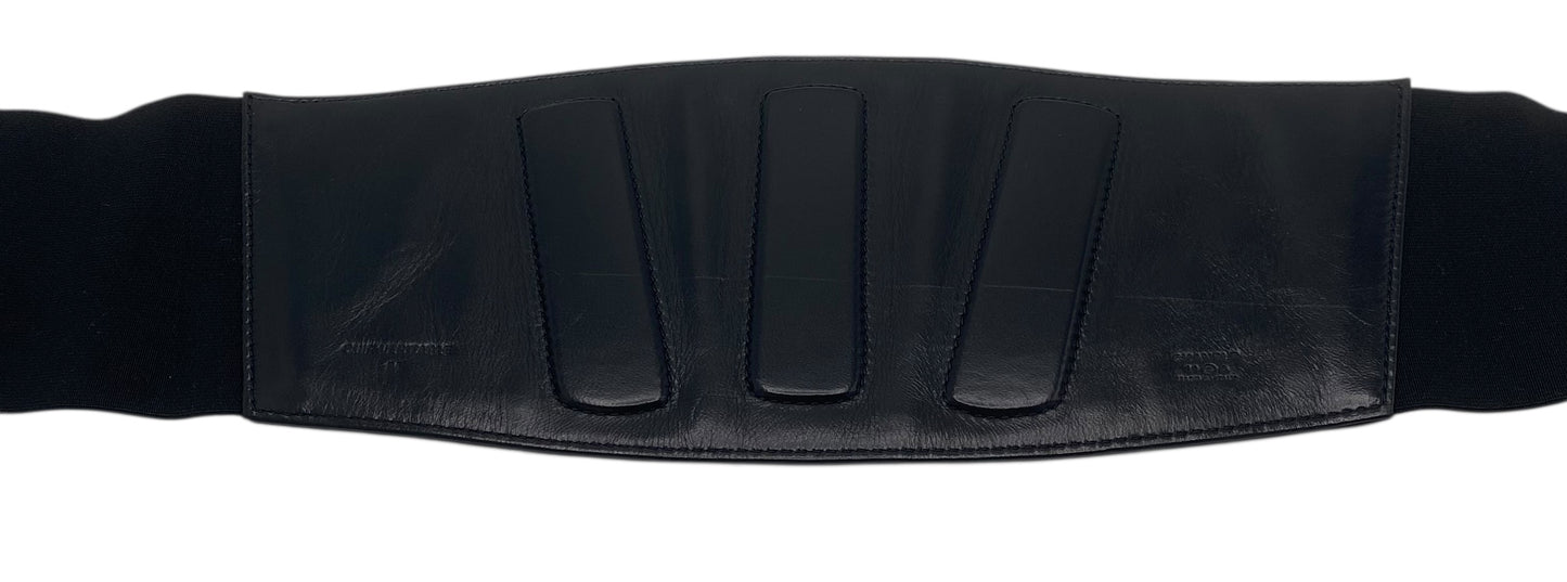 Chanel 11A Black Quilted Lambskin Wide Corset Belt Size M