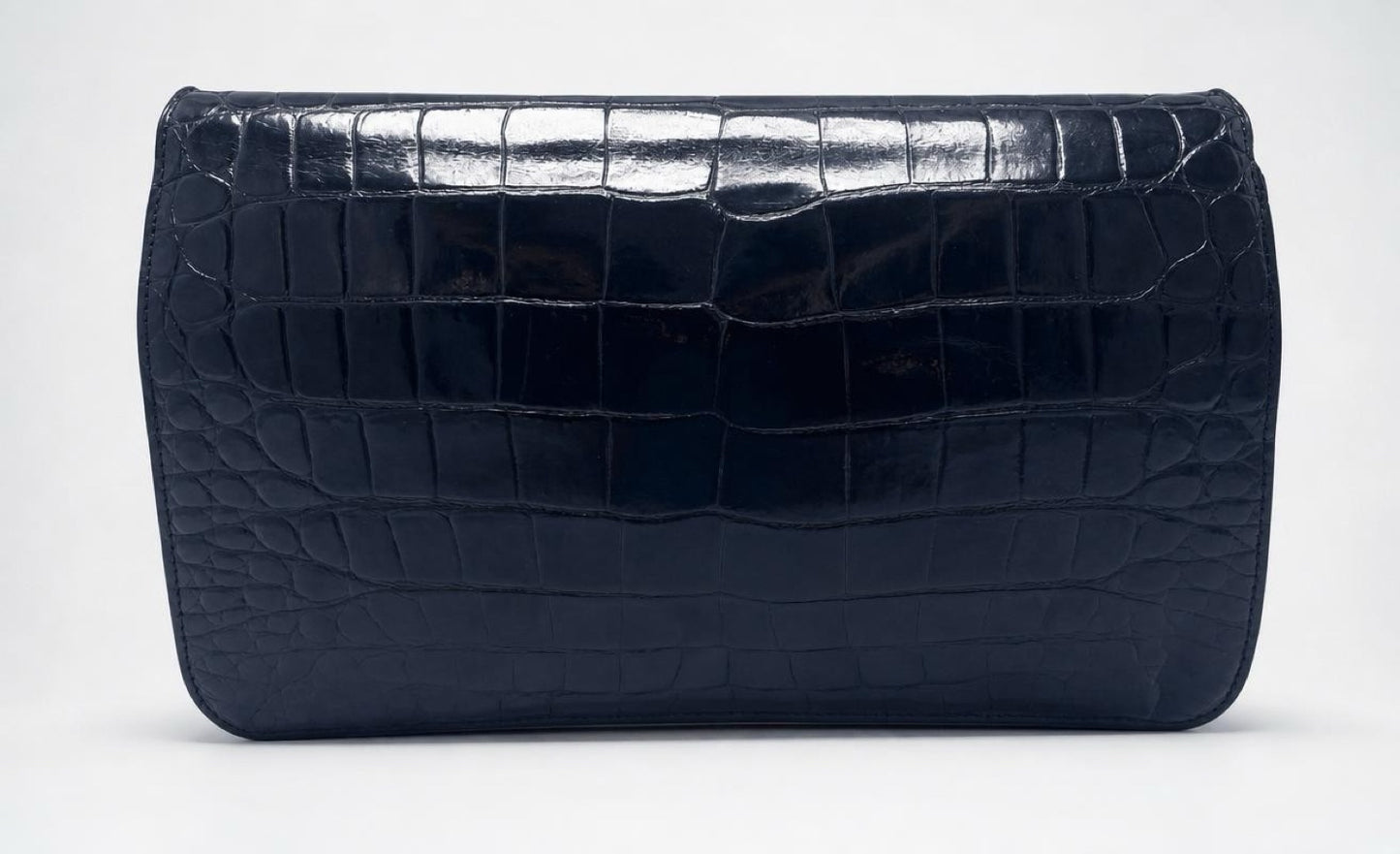 ULTRA RARE Vintage 1984 Chanel Black Crocodile Flap Bag 24K Gold Hardware