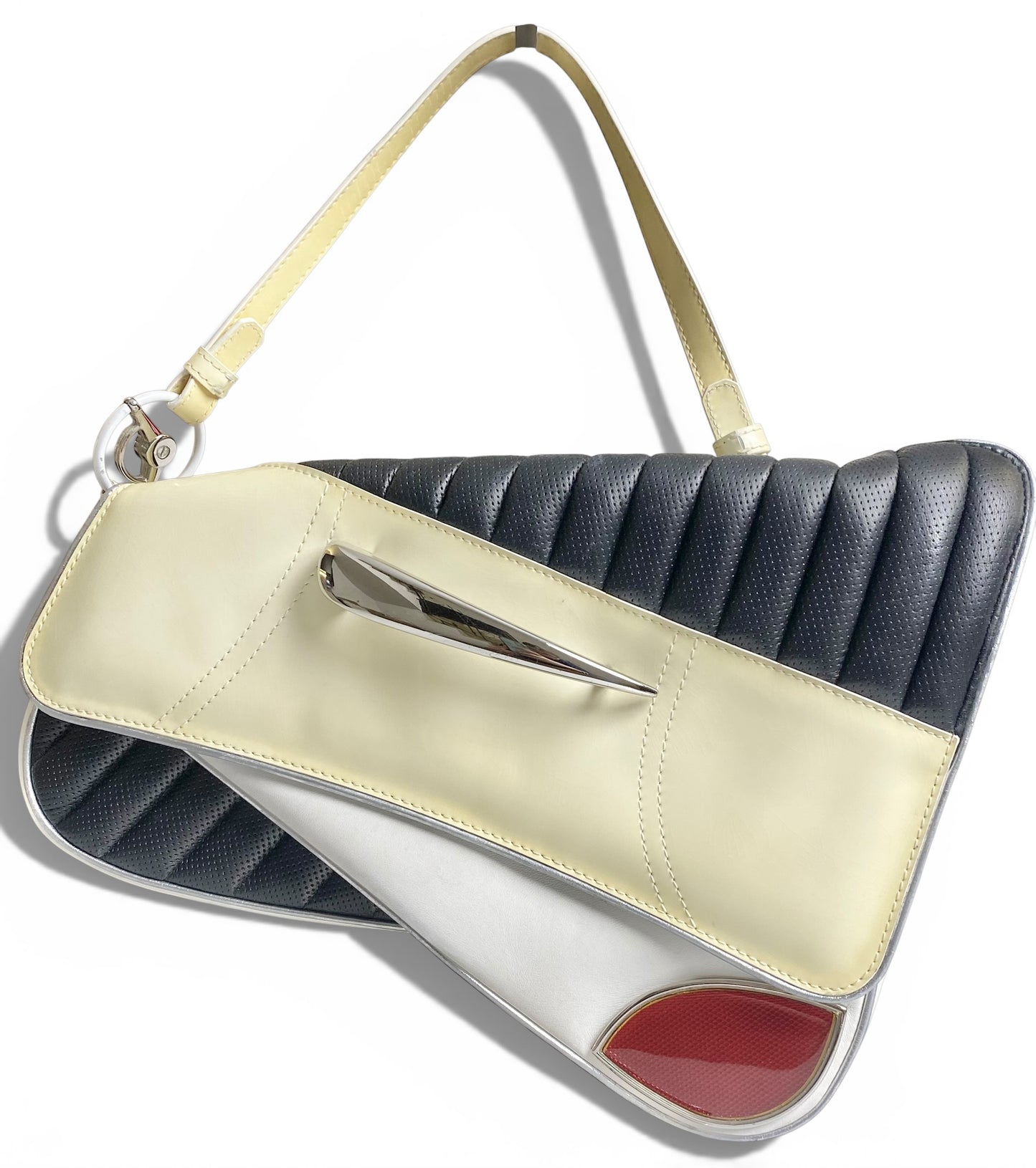 Ultra Rare Dior 2001 SS Cadillac Montaigne Saddle Bag Black White Red