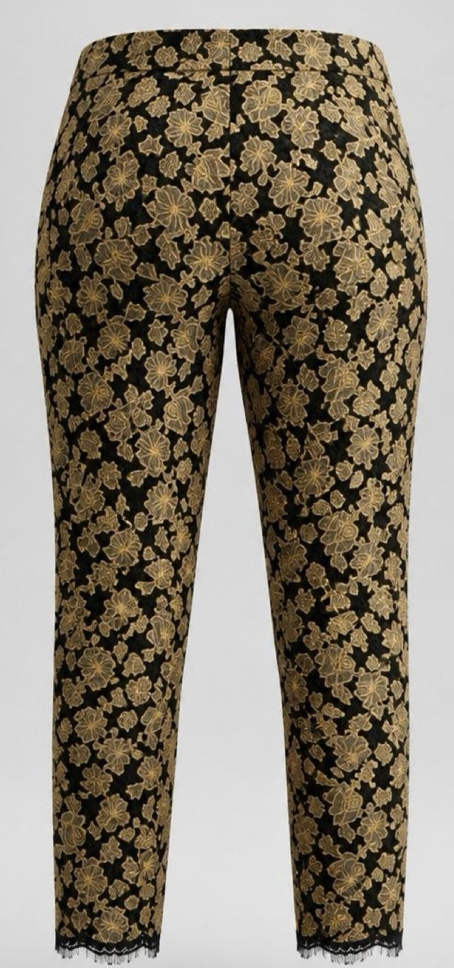 Chanel 16A Paris Rome Caramel Black Lace Dress Pants Trouser FR 44
