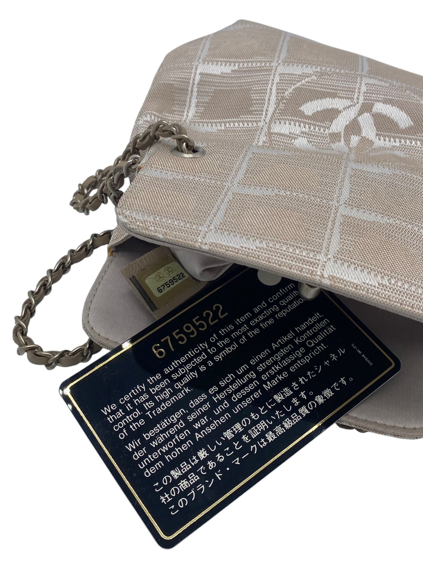 Vintage Chanel Extra Mini Beige Canvas CC Travel Ligne Bag