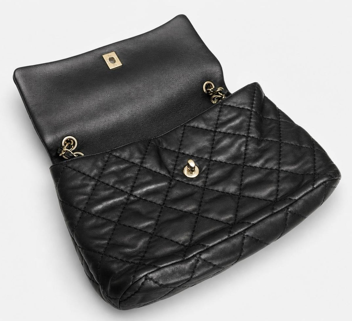 Chanel 13P Black Quilted Leather Large Love Me Tender Whipstitch Classic Flap Bag SHW