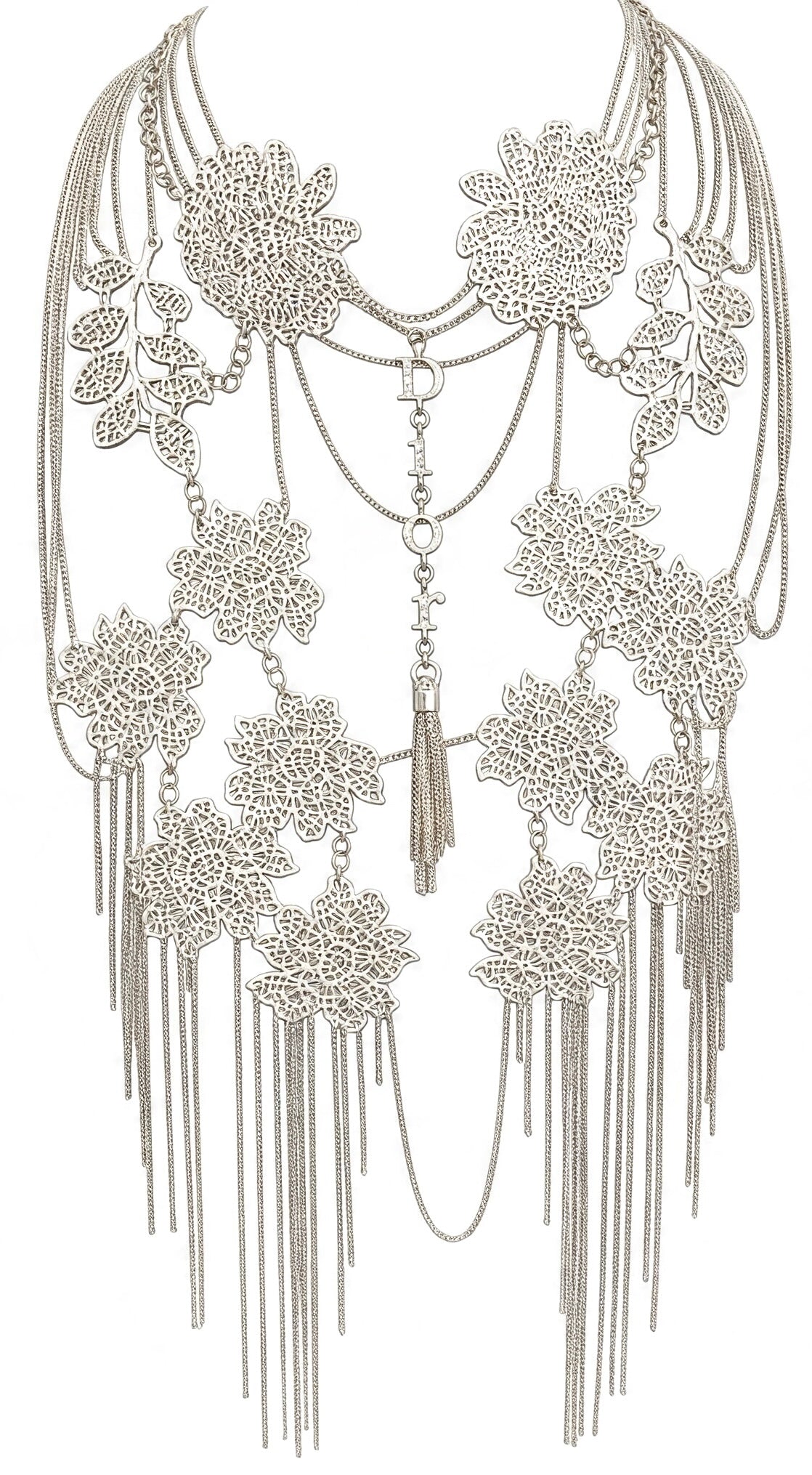ULTRA RARE Christian Dior ‘Mata Hari’ Vintage Long Collar Bib Floral Crystal Statement Necklace