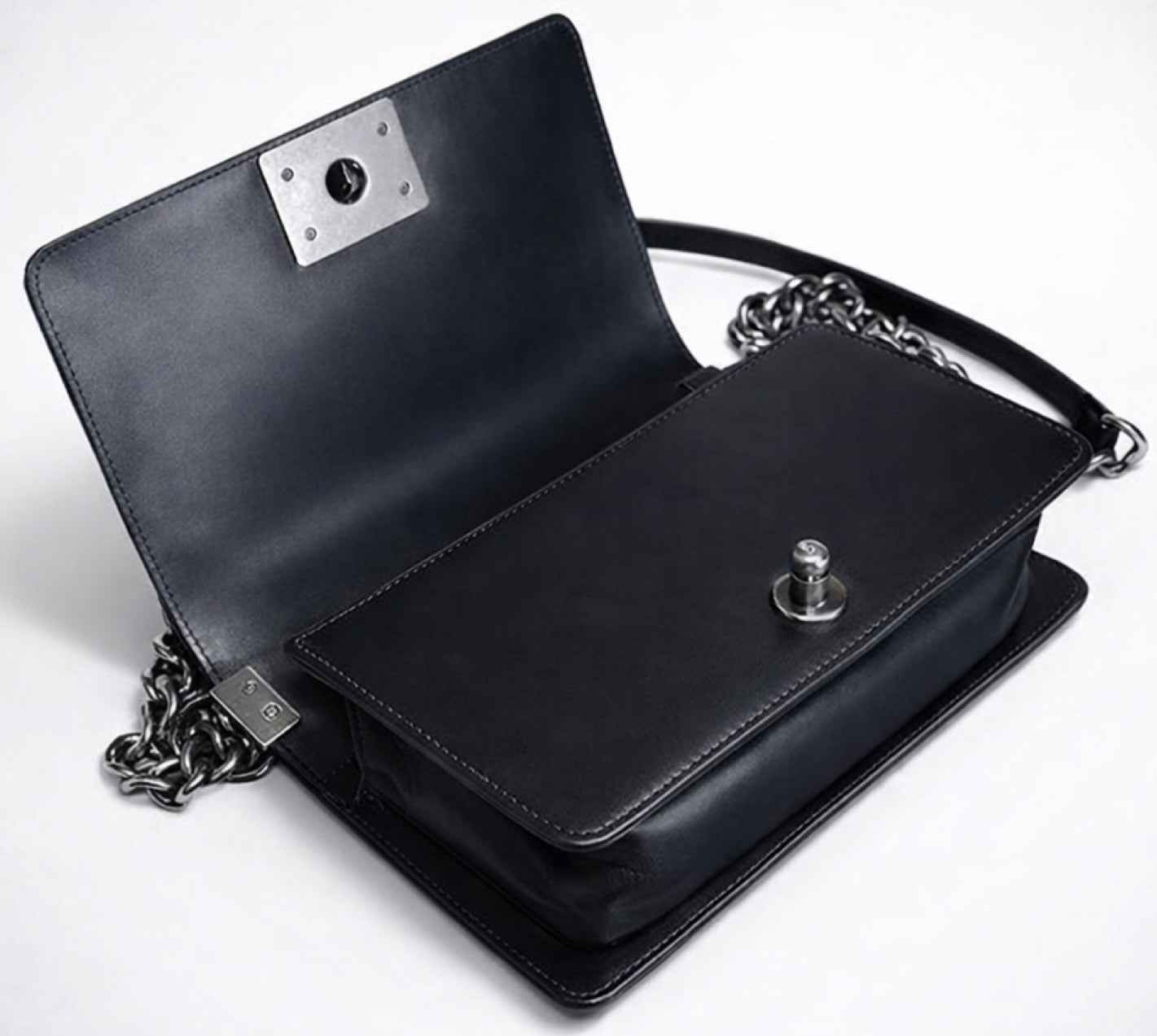 Chanel 14P Swarovski Crystals Small Black Leather Boy Bag