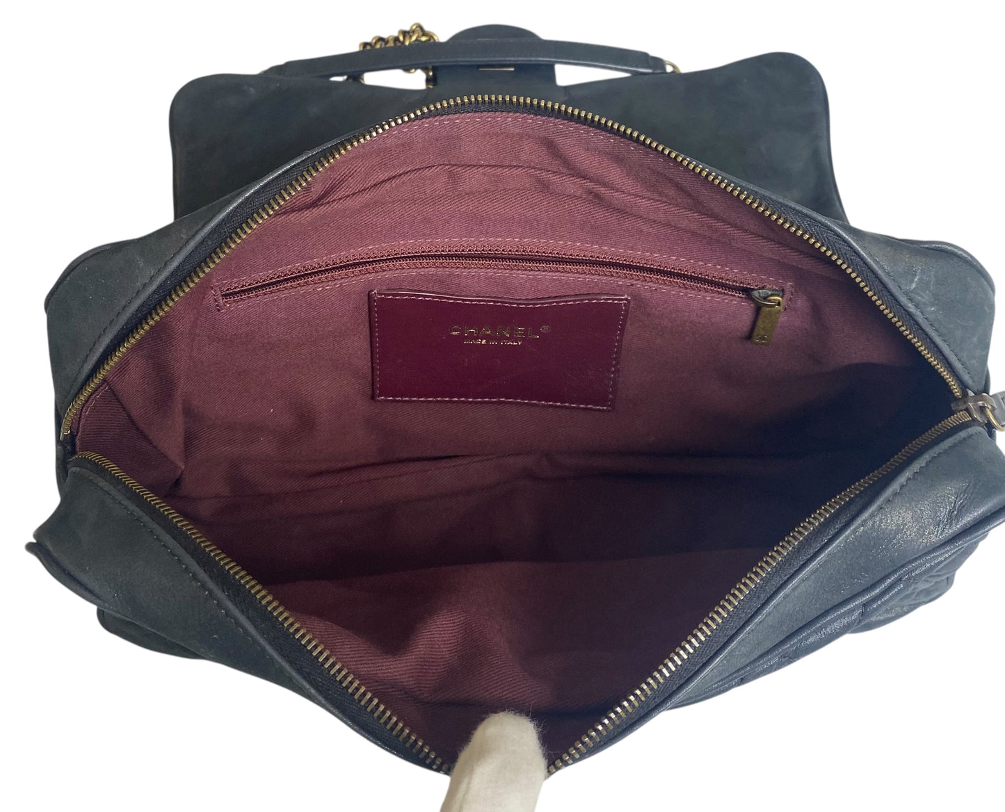 Chanel 2013 Black Quilted Iridescent Calfskin Shiva Jumbo Classic Flap Bag Gold Hardware