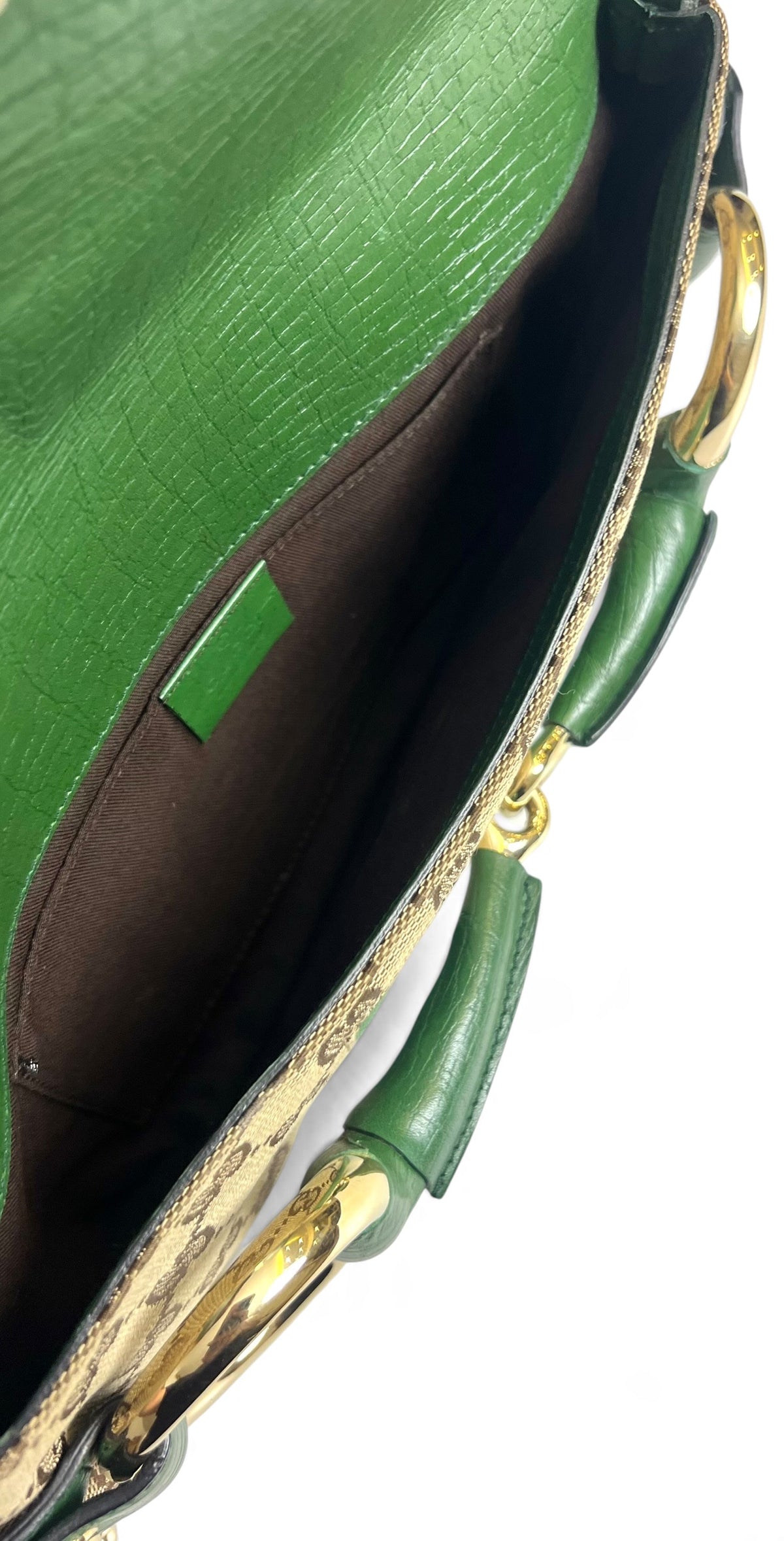 Gucci Large 1955 Tom Ford Classic Green Ivory GG Monogram Horsebit Clutch Handbag GHW
