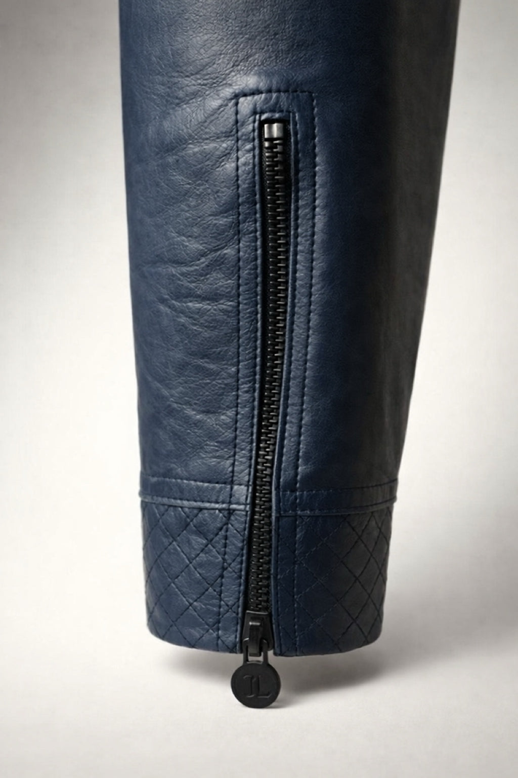 Chanel 12P Dark Blue Petrol Quilted Leather Biker Jacket FR 36