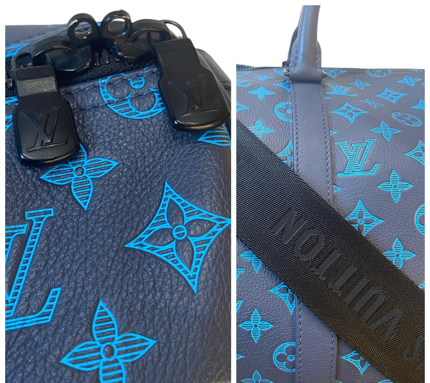 Louis Vuitton LIMITED EDITION Keepall Navy Teal River Bandouliere 50 Monogram Shadow!