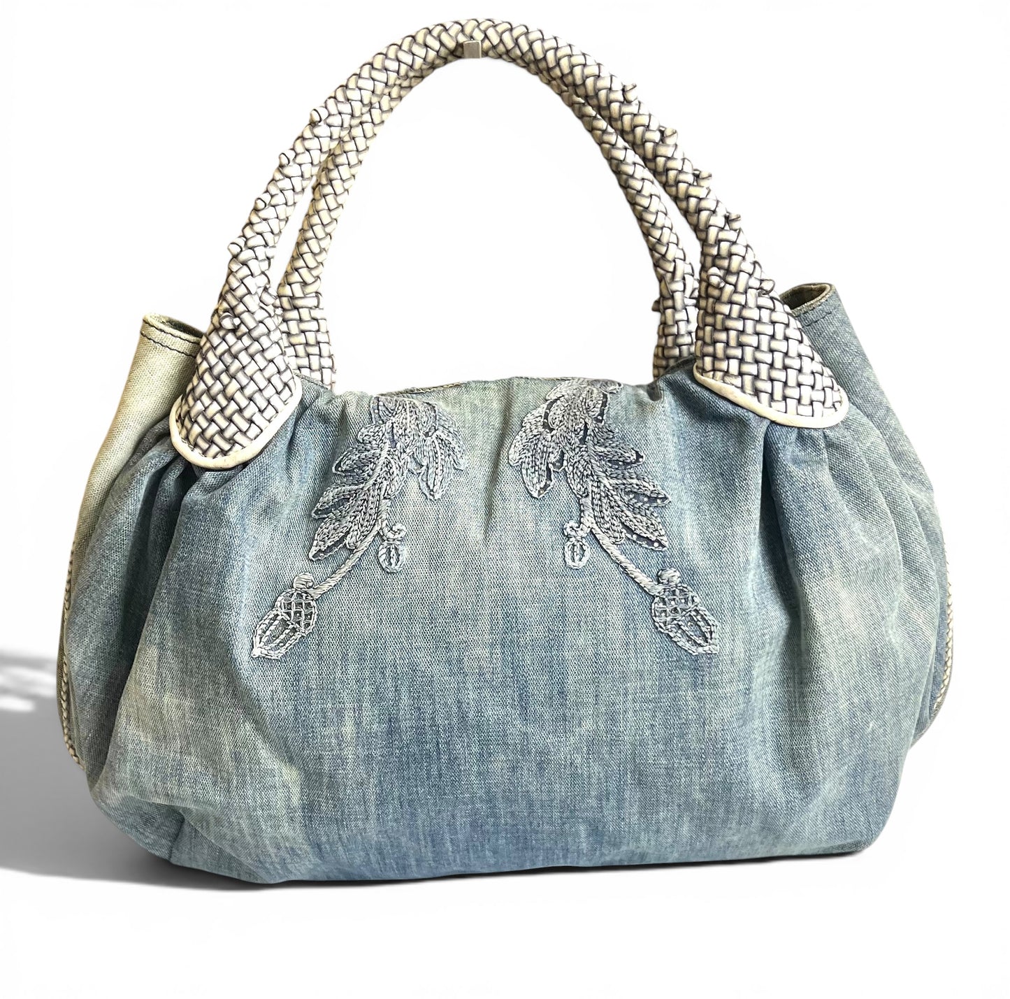 Vintage Fendi 2006 SS Limited Edition Blue Denim Squirrel Embroidered Spy Bag