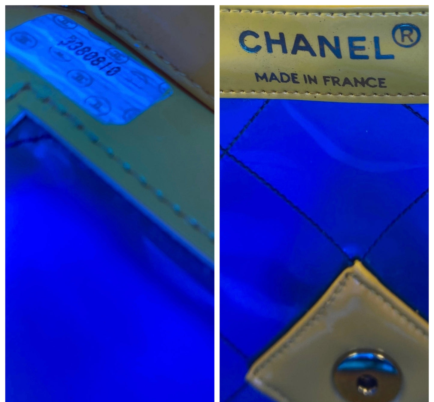 Chanel Ultra Rare 1995 Barbie Collection Yellow Blue Maxi PVC Vinyl Patent Flap Bag