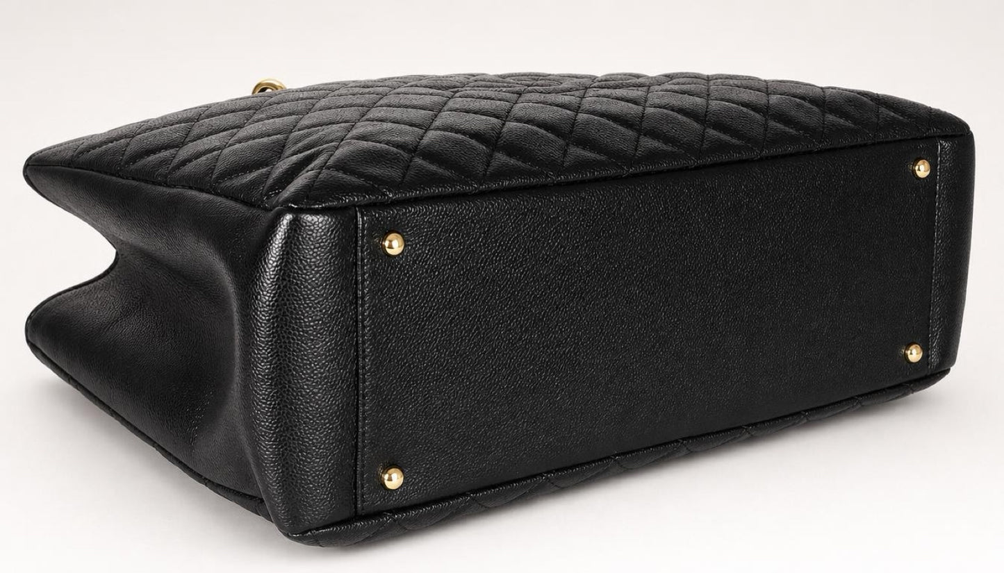 Chanel Black XL 40cm Caviar Quilted Grand Shopping Tote GST GHW