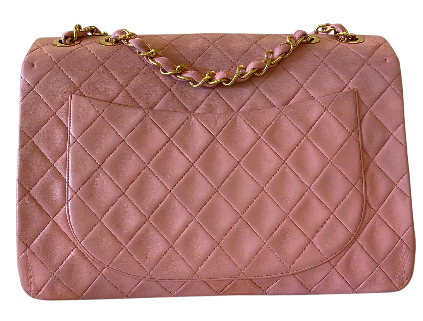 Chanel Vintage 90’s Barbie Pink Lambskin Maxi 24K Gold Hardware
