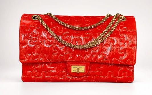 Chanel 226 Medium Puzzle 2.55 Reissue Red Patent Leather Classic Flap Bag GHW