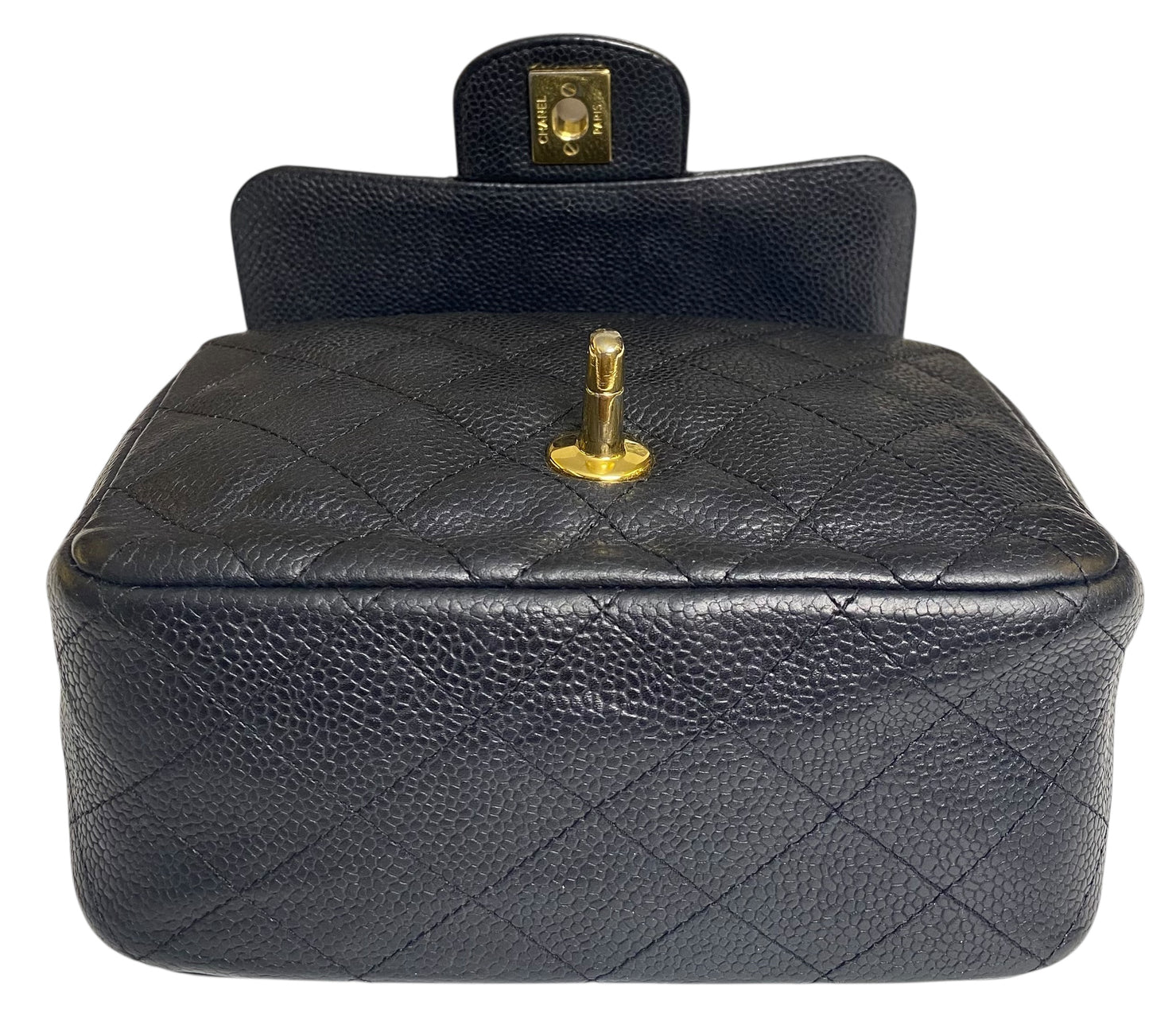 Chanel Black Caviar Mini Square Classic Timeless Flap Bag GHW Gold Hardware