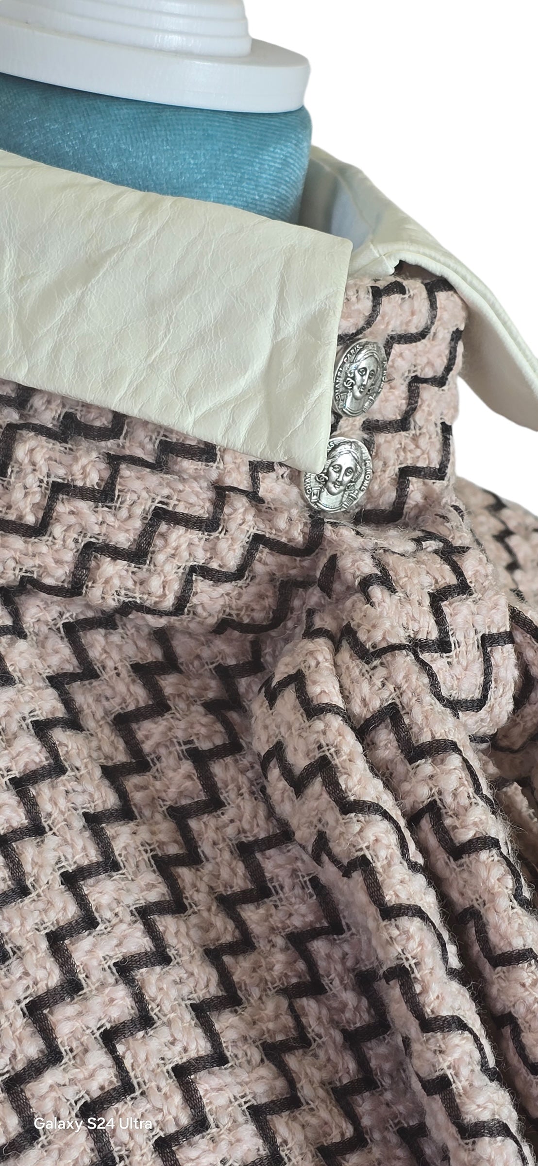 Chanel 16A Paris-Rome Runway Pink White Dress Coat FR 38