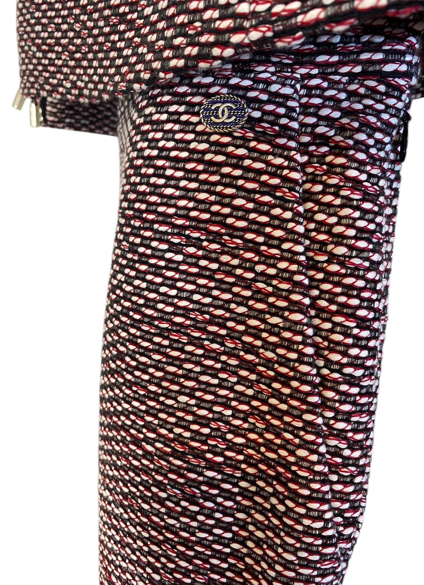Chanel 19C La Pausa Runway 2 Piece Set Tweed Jacket Matching Capri Pants FR 38