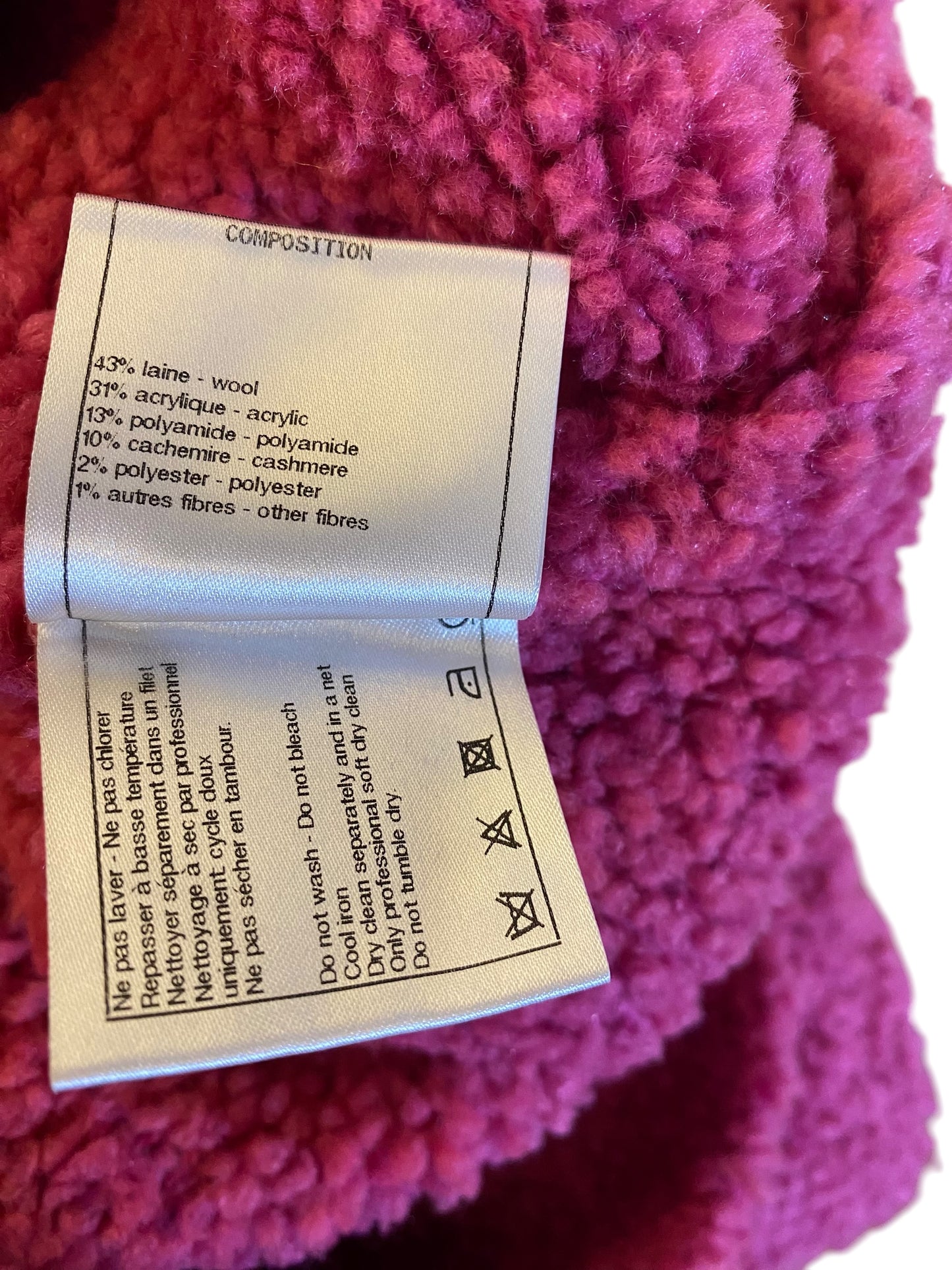 Chanel 19A Pink CC Teddy Sweater Wool Jumper FR 34