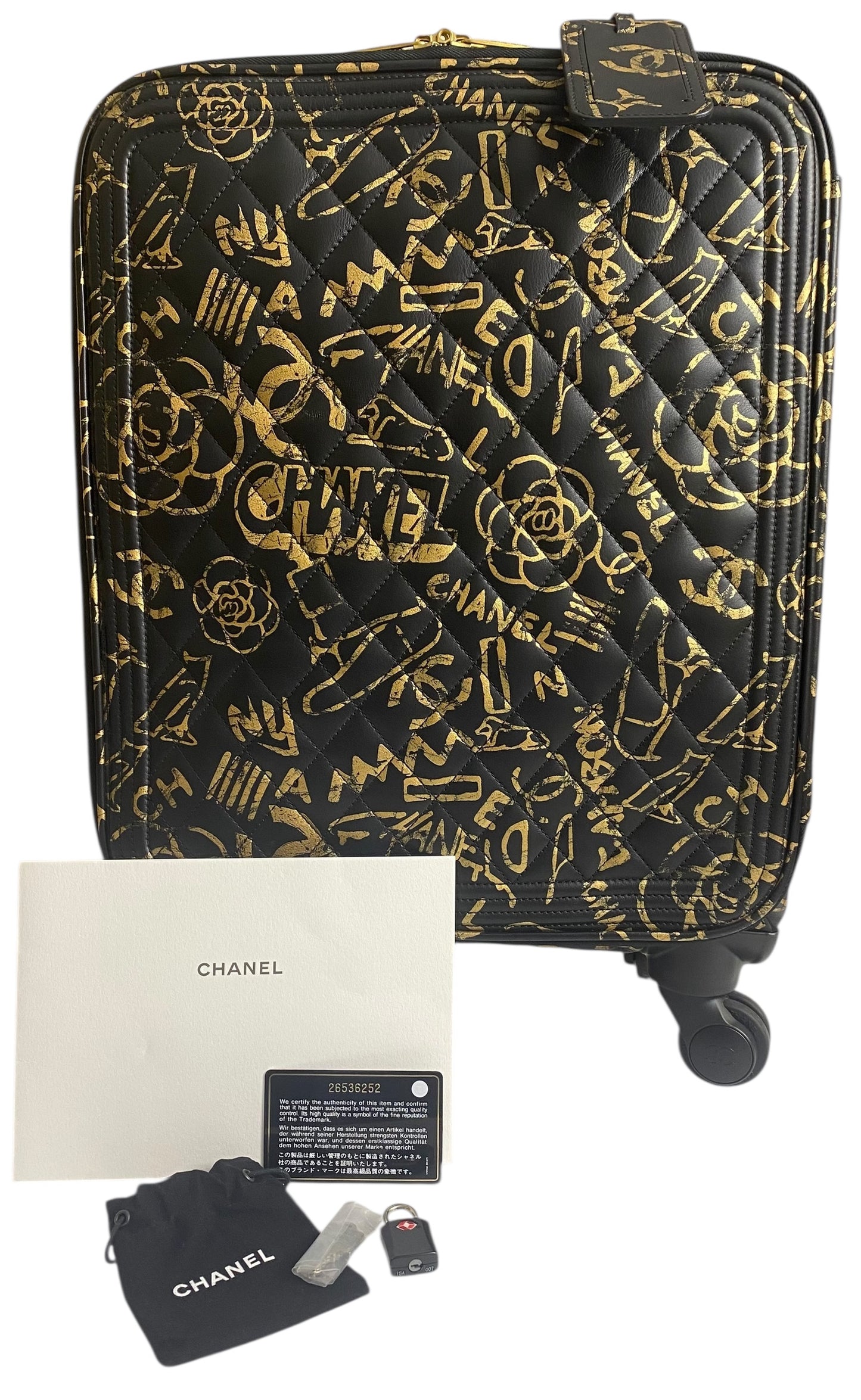 Rare Chanel 19A Paris New York Egypt Graffiti Trolley Travel Bag Carry On Luggage
