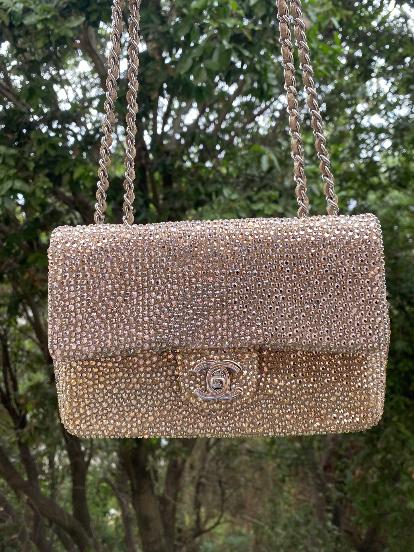 Chanel 2015 Swarovski Crystals Mini Square Classic Flap Bag