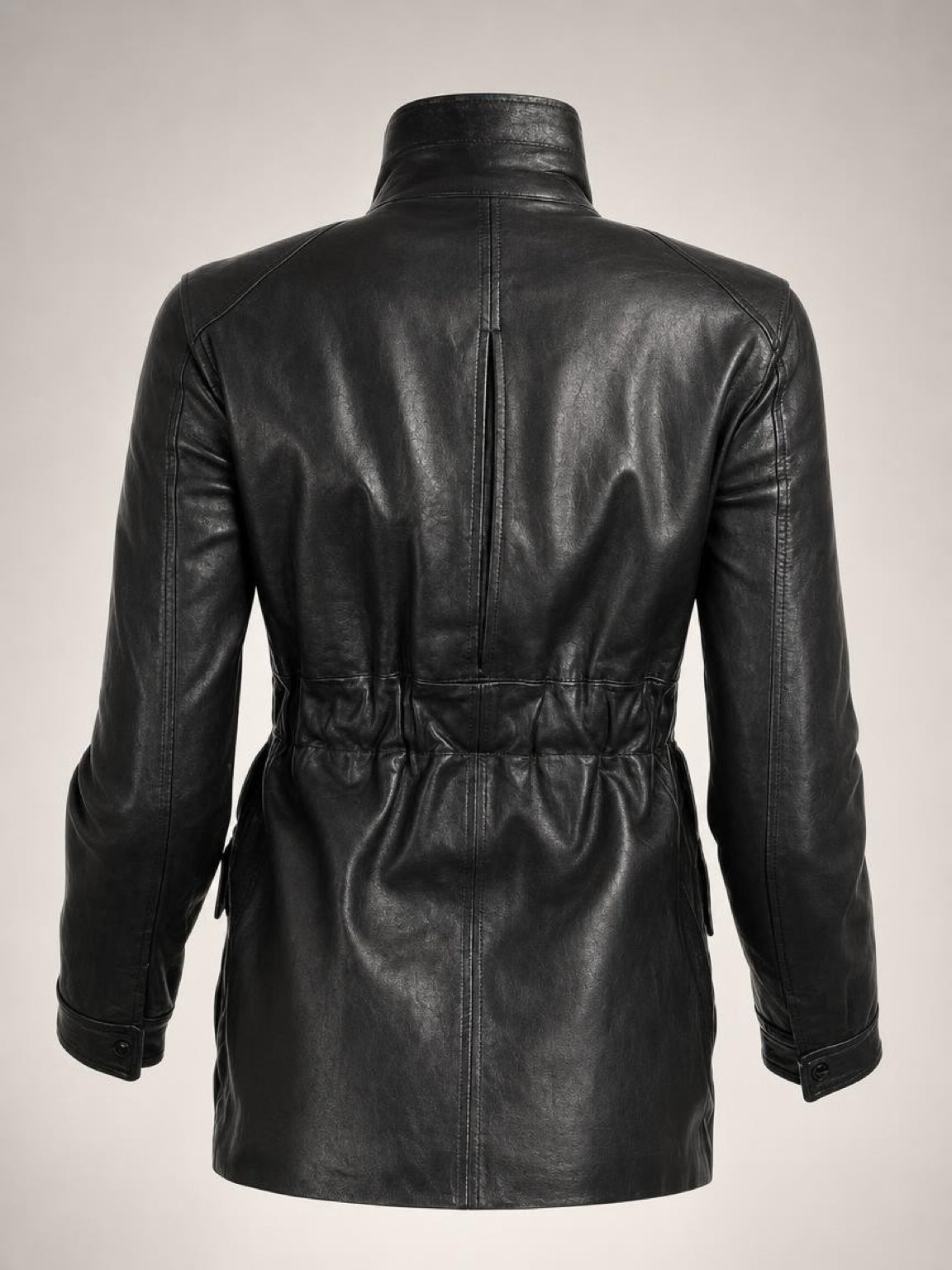 Chanel 07A Runway Black Lambskin Leather Utility Jacket Coat FR 40