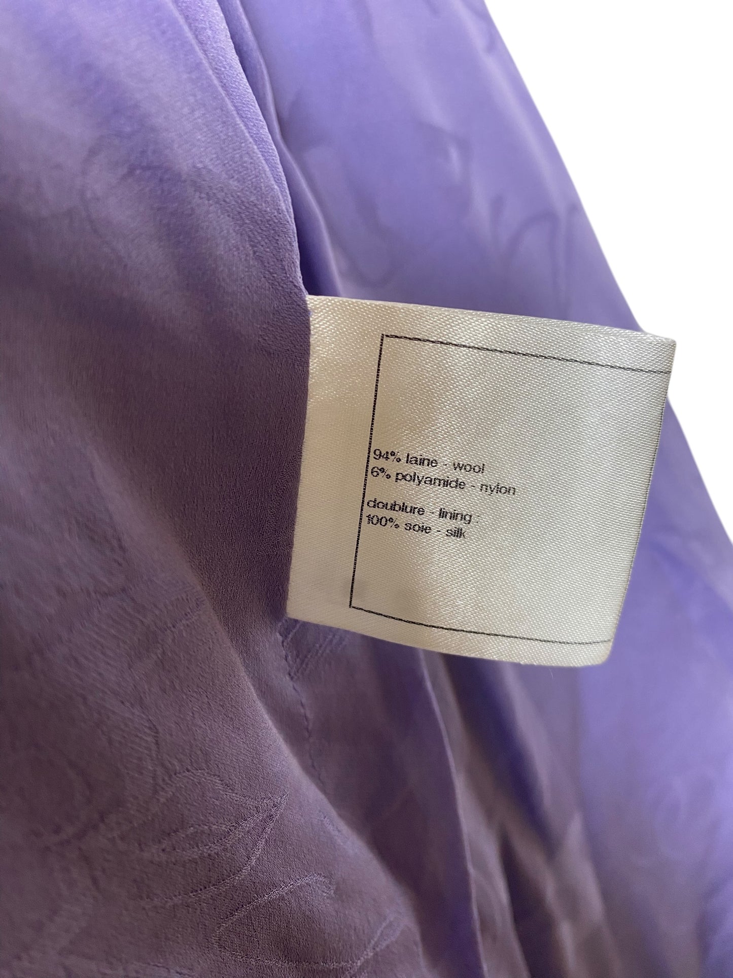 Chanel 12C Runway Lavender Purple Wool Boucle Jacket FR 44