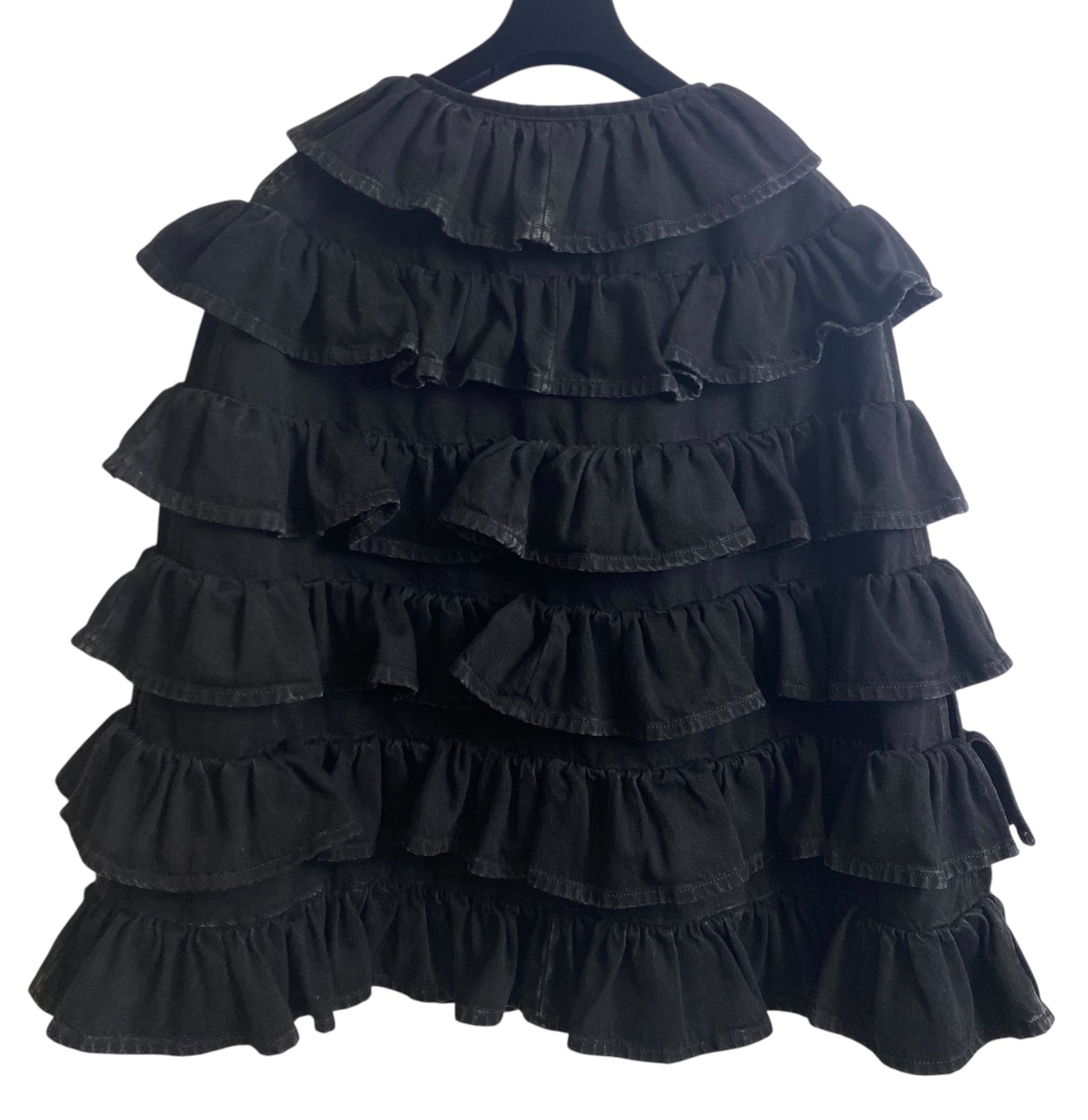 Chanel 24A Paris Manchester Black Denim Coat Jacket Cape FR 36