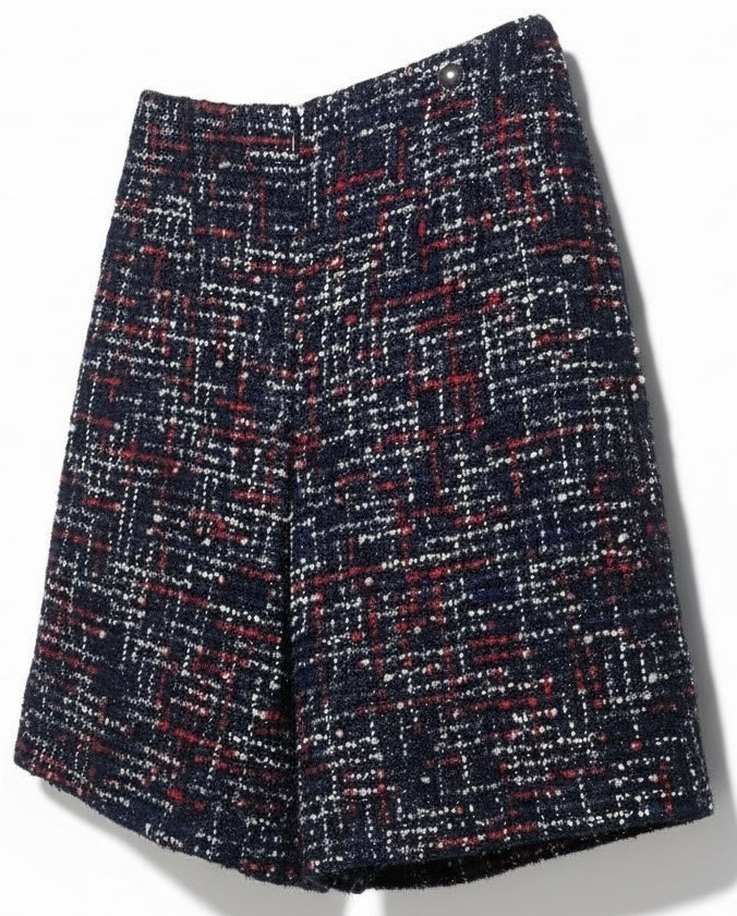 Chanel 17A Fantasy Tweed Black Red Blue White Shorts FR 36