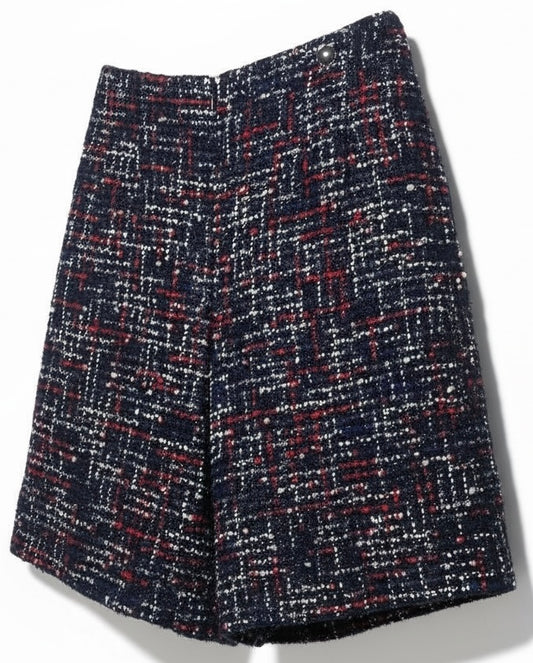 Chanel 17A Fantasy Tweed Black Red Blue White Shorts FR 36