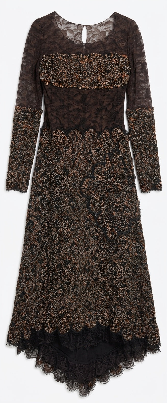 Ultra Rare CHANEL 11A PARIS-BYZANCE LACE EMBROIDERED JEWEL MAXI DRESS EVENING GOWN FR 40