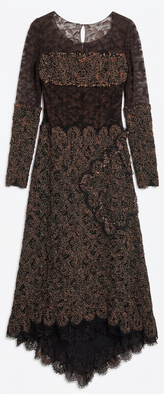 Ultra Rare CHANEL 11A PARIS-BYZANCE LACE EMBROIDERED JEWEL MAXI DRESS EVENING GOWN FR 40