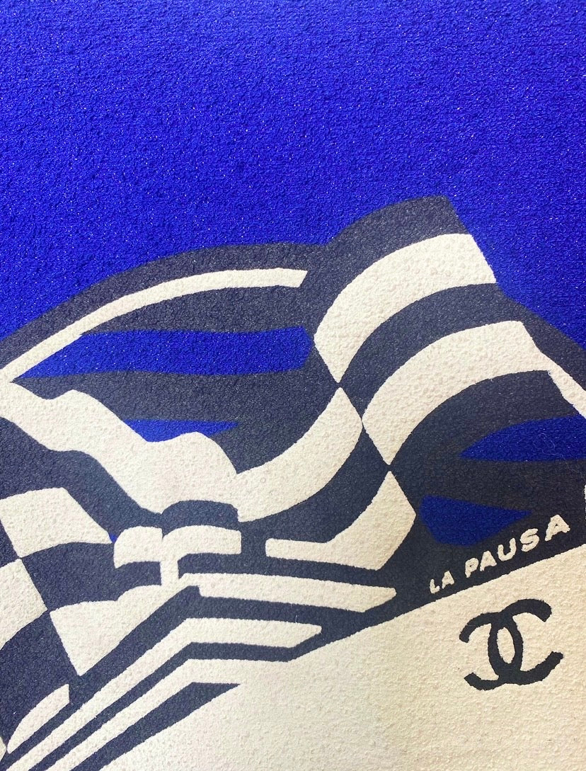Chanel 19C La Pausa Runway Blue Blouse Top Shirt FR 34