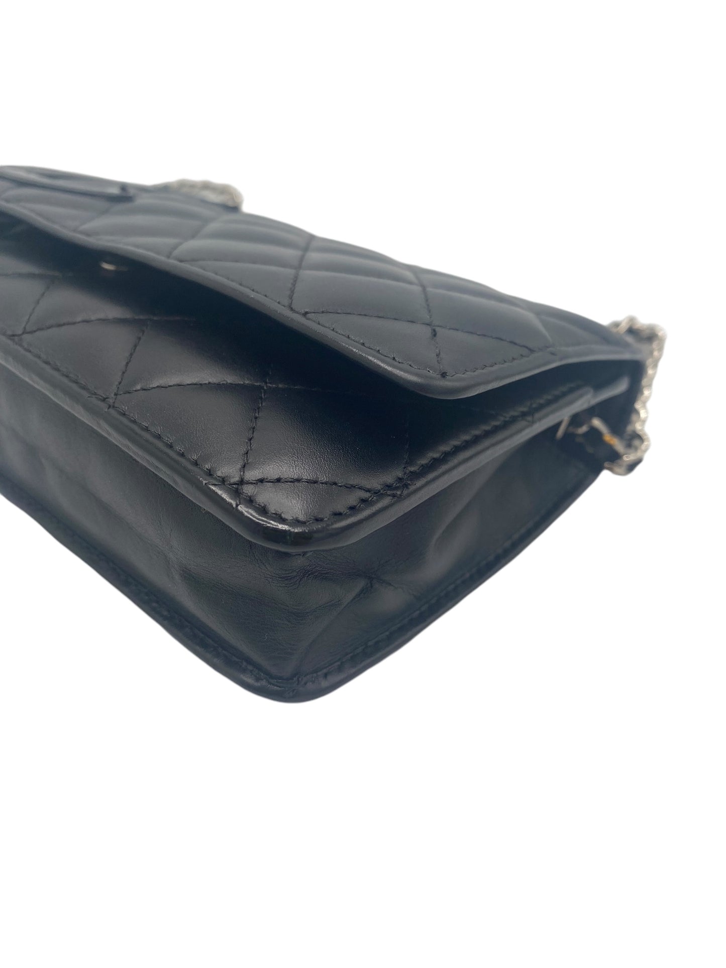Chanel Black Leather Cambon Wallet on Chain WOC Crossbody Bag Clutch