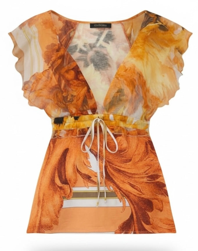 Vintage Roberto Cavalli S/S 2005 Silk Floral Dress Gown Maxi Set IT 40/42