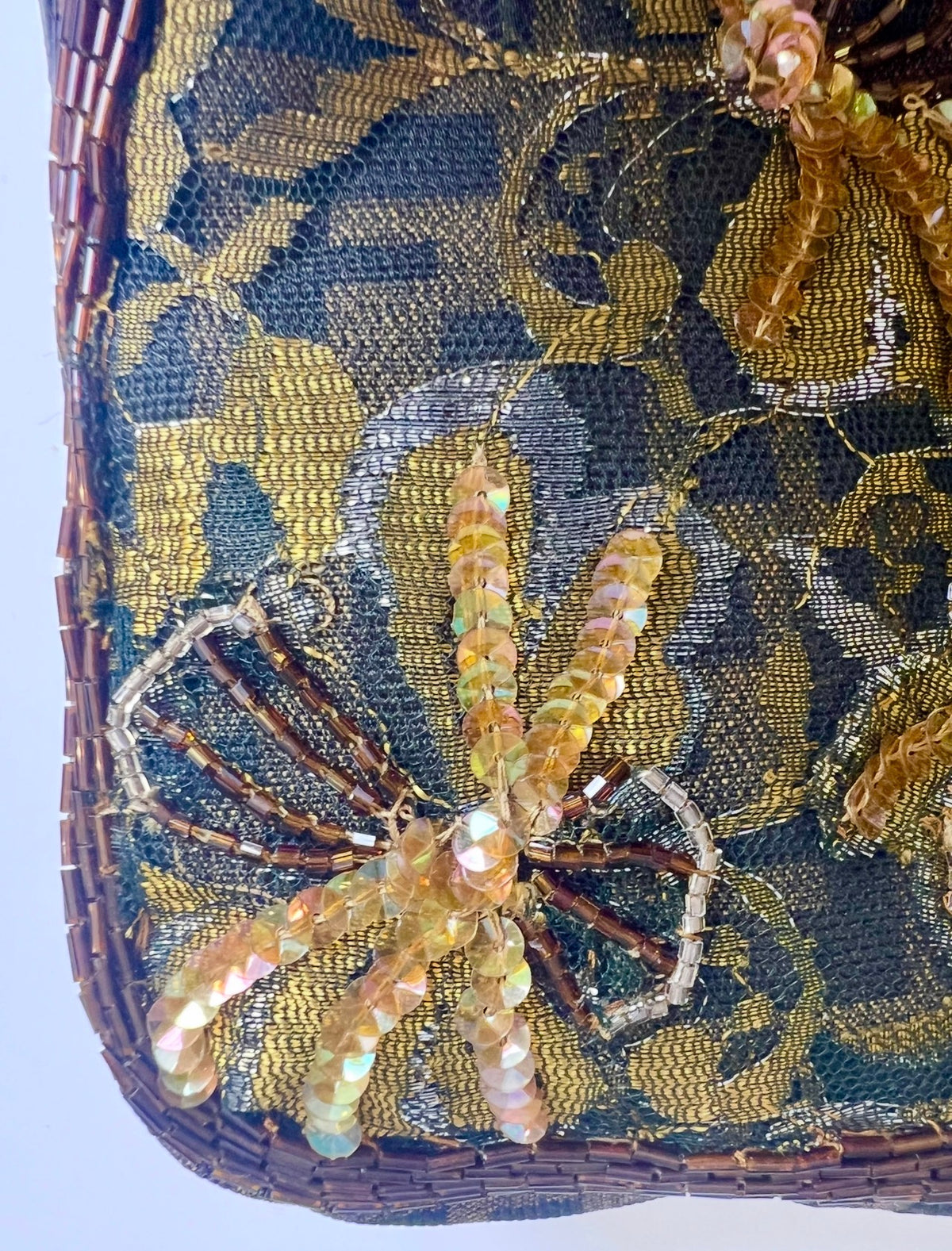 Rare Fendi Vintage Floral Lace Bead Embroidered Classic Zucca Baguette Bag
