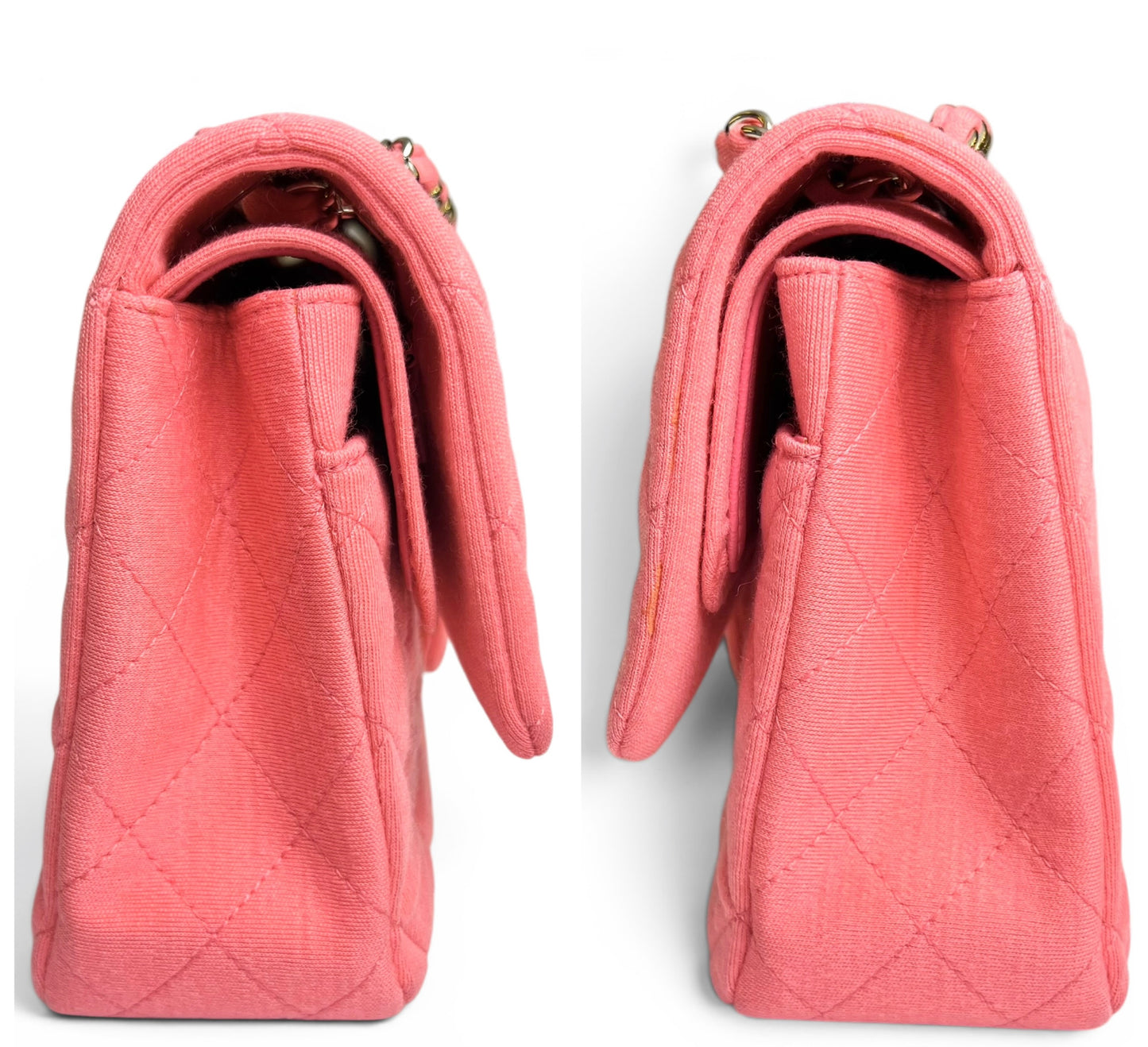Chanel 14A Supermarket Pink Jersey Medium Classic Timeless Double Flap Bag