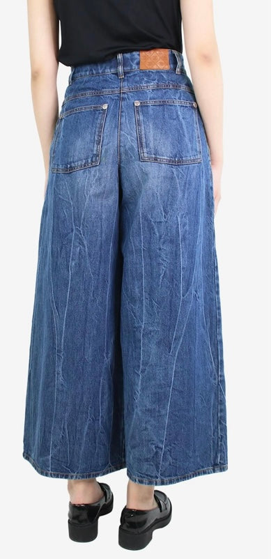 Chanel 19P Sand By The Sea Wide Leg Blue Jeans FR 36