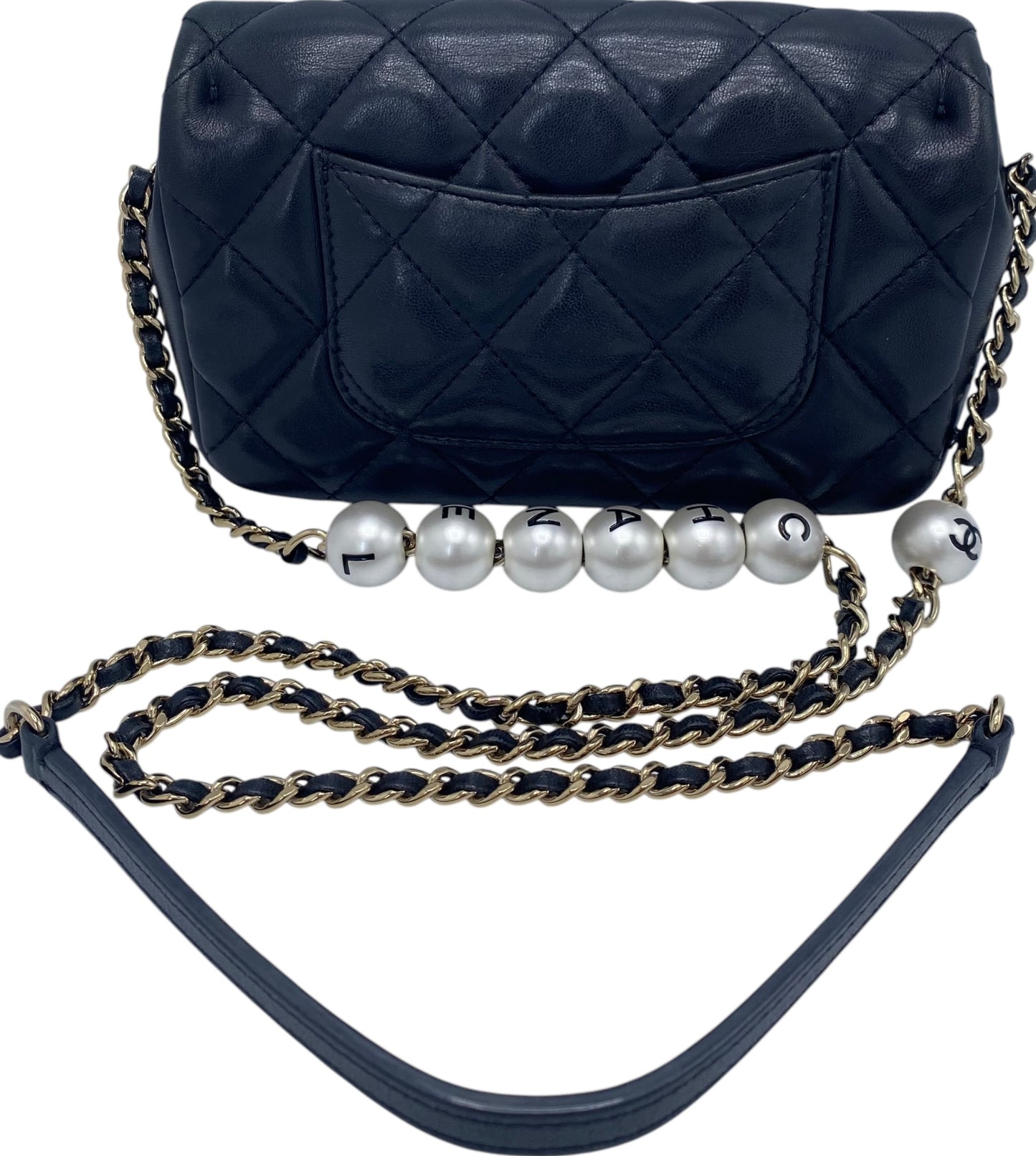 Chanel 2020 My Precious Pearls Black Lambskin Quilted Small Flap Bag GHW